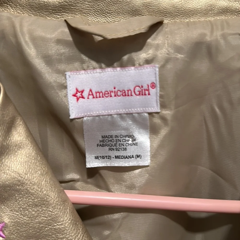 American Girl Gold faux leather Moto Jacket for Girls 10/12 medium